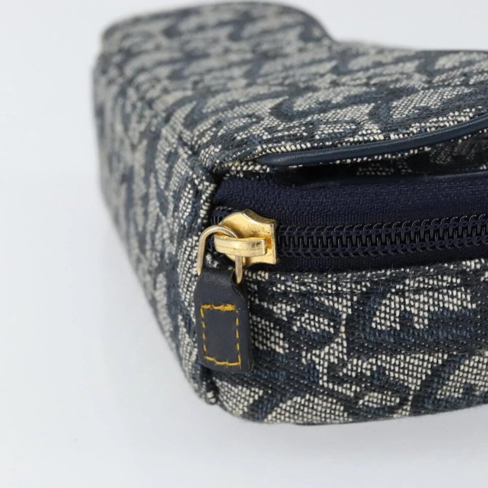 Authentic Christian Dior Trotter Canvas Saddle Pouch Navy Gold bst432-112825 - Picture 5 of 16